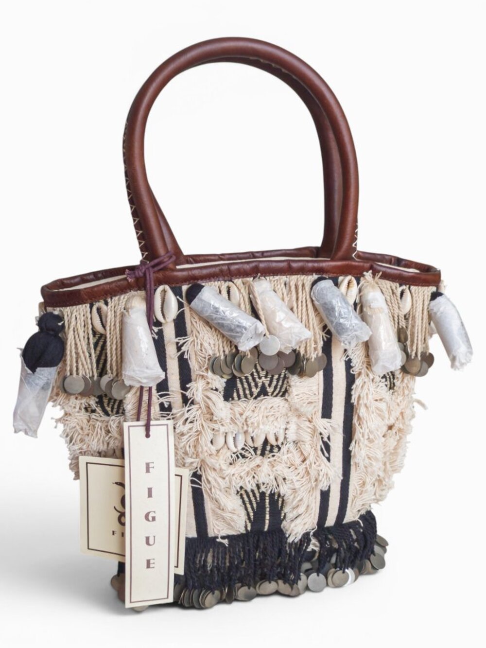 Figue San Filipe Mini Tuk Tuk Bag NWT Boho Embellished Tote Italy $395